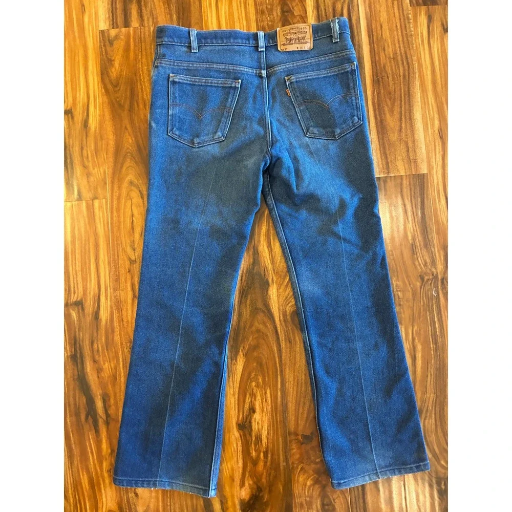 Vintage Levis 517 Orange Tab Jeans Mens 36x34 Bootcut Denim Made in USA 90s Blue